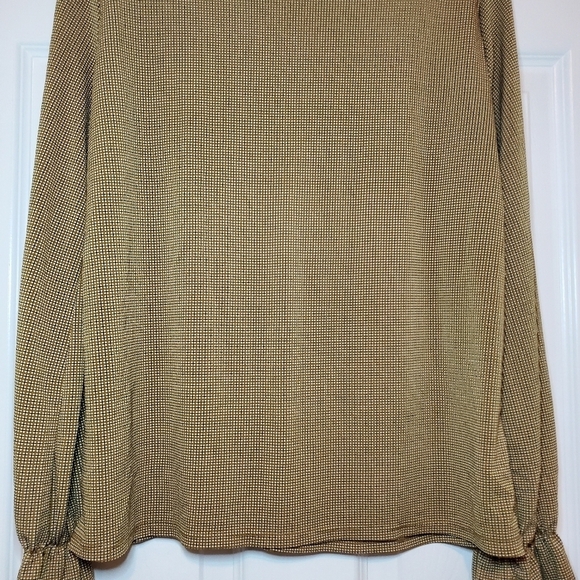 Adrianna Papell Career Long Sleeve Micro Plaid Checkered Blouse Top, Size Medium - Picture 7 of 10